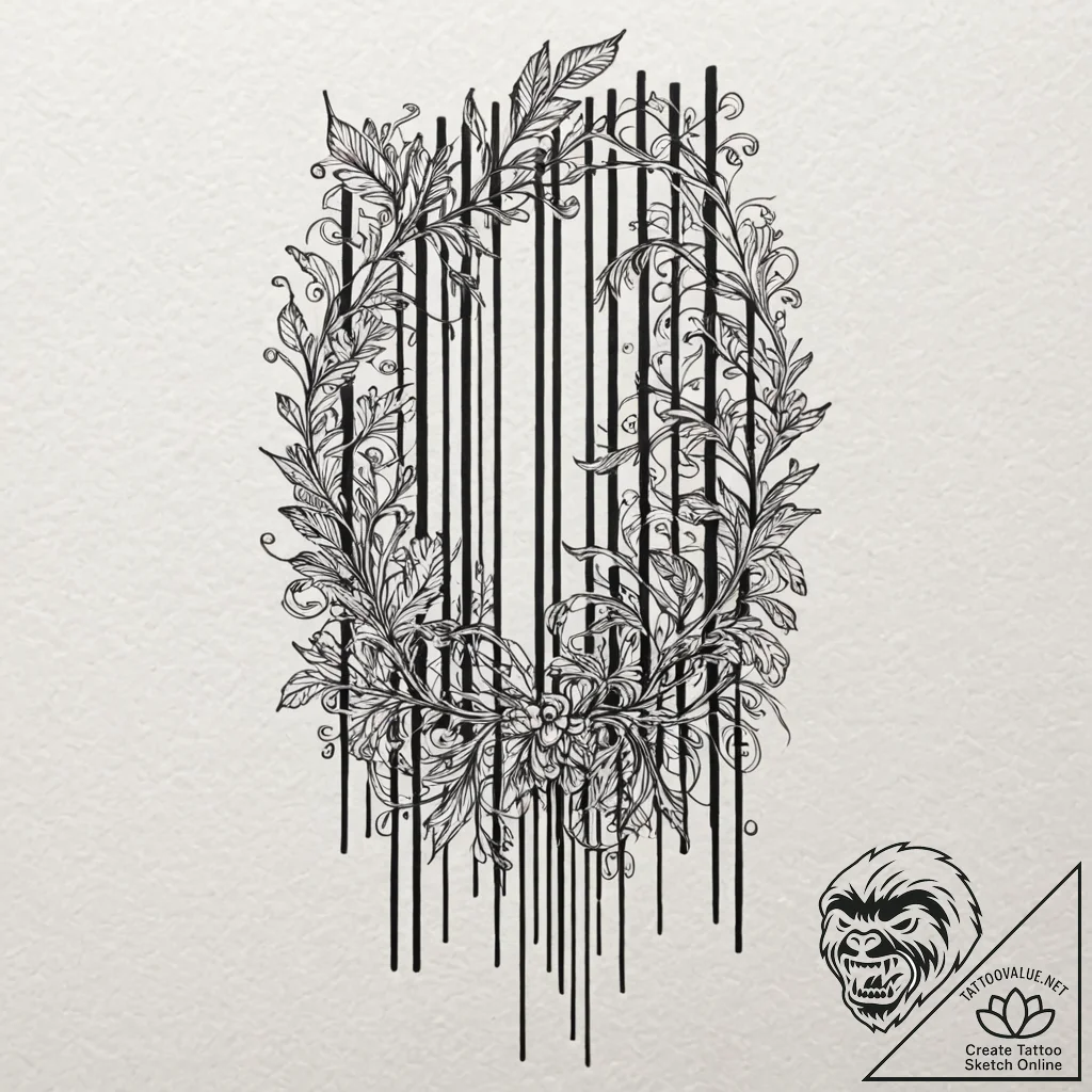 Barcode, ink illustration for tattoo, on a cl... - tattoo sketch (№1752961880_0, 19.07.2025 21:51) — tattoovalue.net