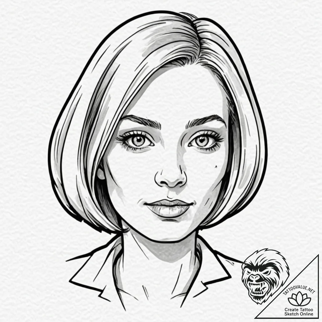 A sketch of margot tenenbaum, with her wooden... - tattoo sketch (№1752961963_0, 19.07.2025 21:52) — tattoovalue.net