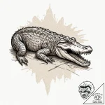 Crocodile, tattoo line art, sepia tone sketch… – tattoo sketch (№1752962133_0, 19.07.2025 21:55) — tattoovalue.net