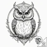 Tattoo design a watchful owl, eyes piercing,… – tattoo sketch (№1752962639_0, 19.07.2025 22:03) — tattoovalue.net
