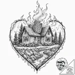 Tattoo design a small, stylized home with smo… – tattoo sketch (№1752962894_0, 19.07.2025 22:08) — tattoovalue.net