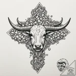 Tattoo design a taurus symbol intertwined wit… – tattoo sketch (№1752963314_0, 19.07.2025 22:15) — tattoovalue.net