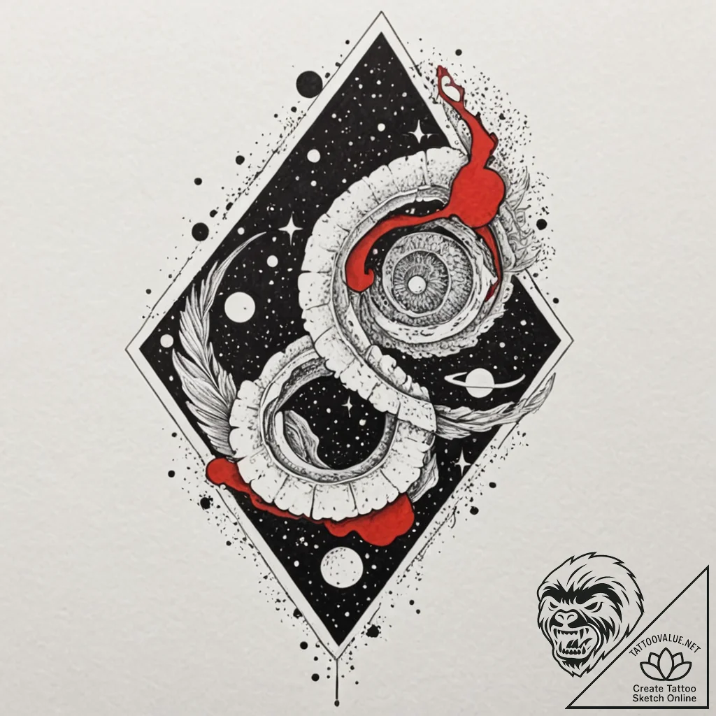 Tattoo design a galaxy forming a powerful, ab... - tattoo sketch (№1752963399_0, 19.07.2025 22:16) — tattoovalue.net
