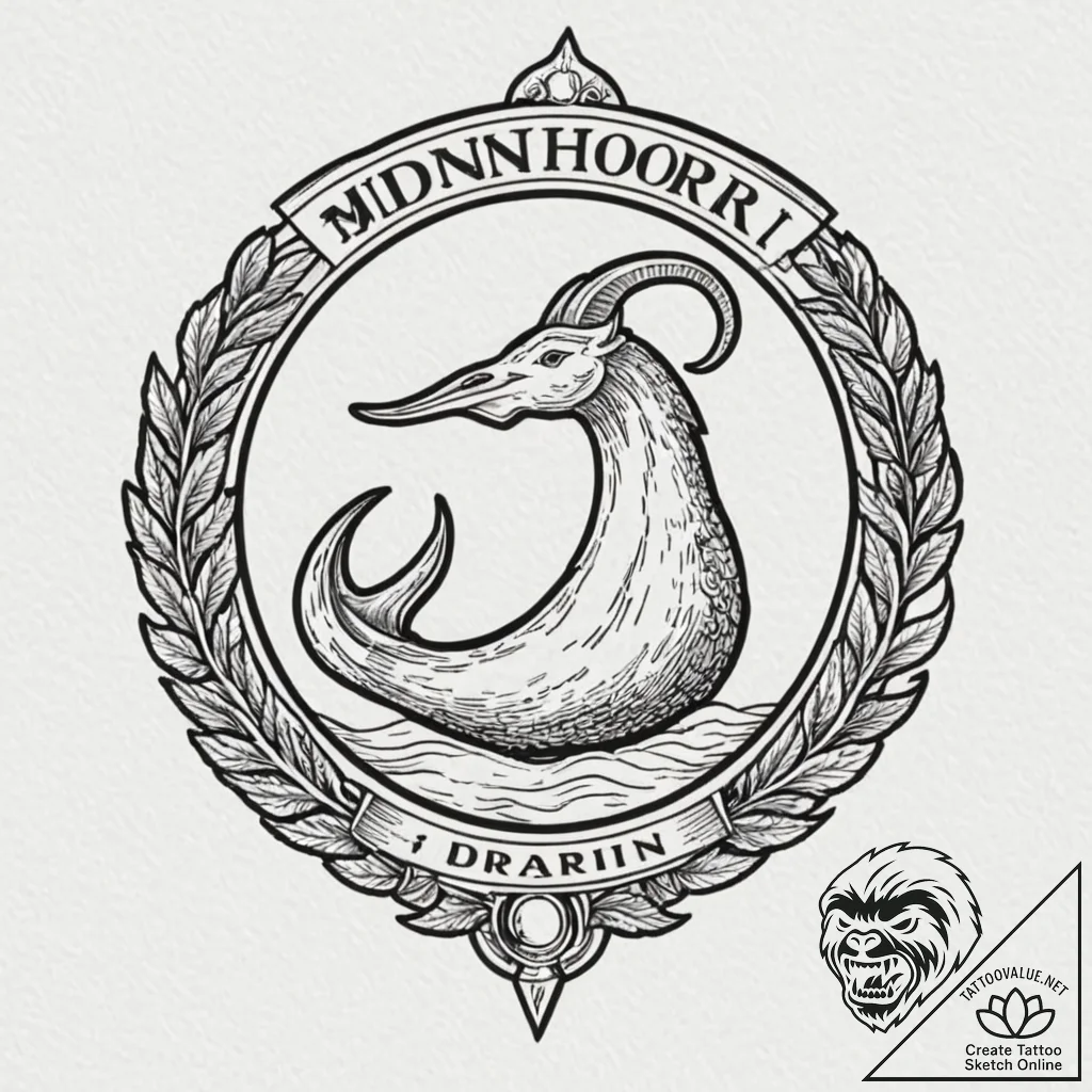 Linework tattoo of the mudhorn signet given t... - tattoo sketch (№1752963823_0, 19.07.2025 22:23) — tattoovalue.net