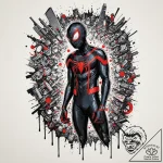 A neo-traditional tattoo of miles morales fro… – tattoo sketch (№1752963908_0, 19.07.2025 22:25) — tattoovalue.net