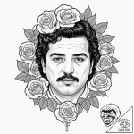 A trash polka portrait of pablo escobar from… – tattoo sketch (№1752964330_0, 19.07.2025 22:32) — tattoovalue.net