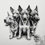 Cerberus, artistic tattoo sketch, realistic b… – tattoo sketch (№1752965341_0, 19.07.2025 22:49) — tattoovalue.net