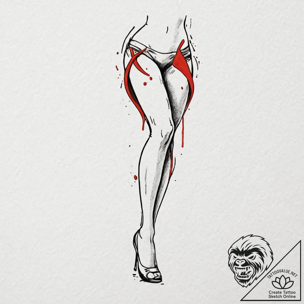 Tattoo design a subtle line following the cur... - tattoo sketch (№1752965510_0, 19.07.2025 22:51) — tattoovalue.net
