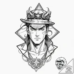 A neo-traditional tattoo of jotaro kujo and h… – tattoo sketch (№1752966185_0, 19.07.2025 23:03) — tattoovalue.net