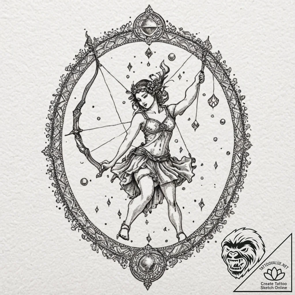 Tattoo sketch a sagittarius archer with the "... - tattoo sketch (№1752966438_0, 19.07.2025 23:07) — tattoovalue.net