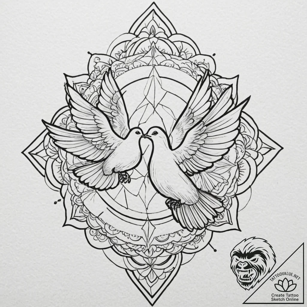 Tattoo design a pair of hands releasing a dov... - tattoo sketch (№1752966522_0, 19.07.2025 23:08) — tattoovalue.net