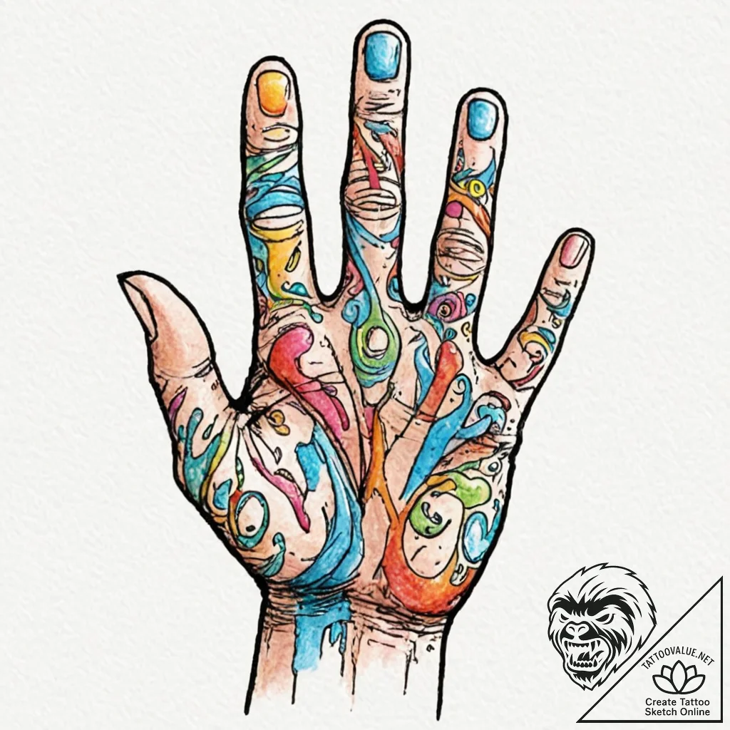 Tattoo sketch a hand with a subtle 'thread' w... - tattoo sketch (№1752966690_0, 19.07.2025 23:11) — tattoovalue.net