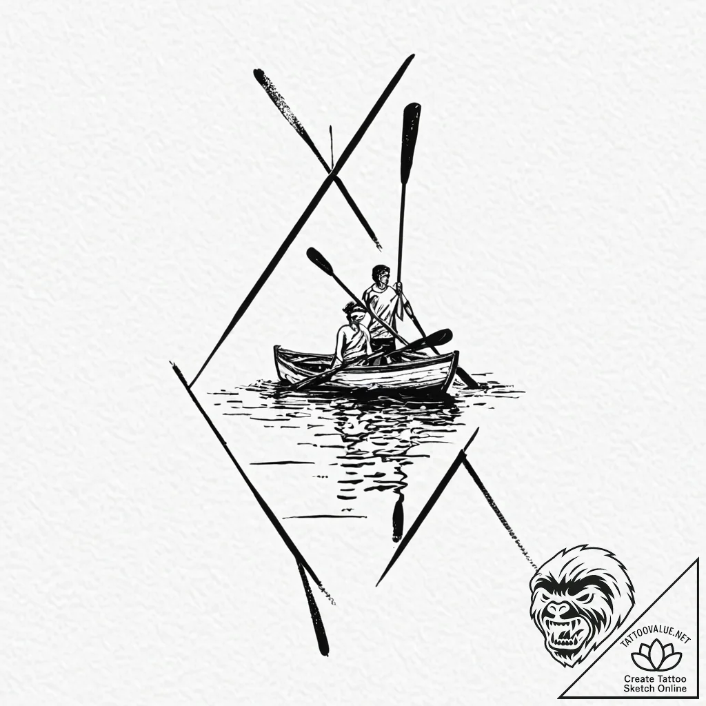 Tattoo sketch a pair of oars or paddles, symb... - tattoo sketch (№1752967111_0, 19.07.2025 23:18) — tattoovalue.net
