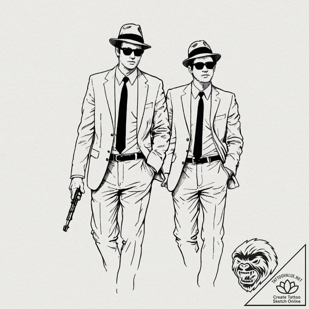 A sketch of the main characters from the blue... - tattoo sketch (№1752967953_0, 19.07.2025 23:32) — tattoovalue.net