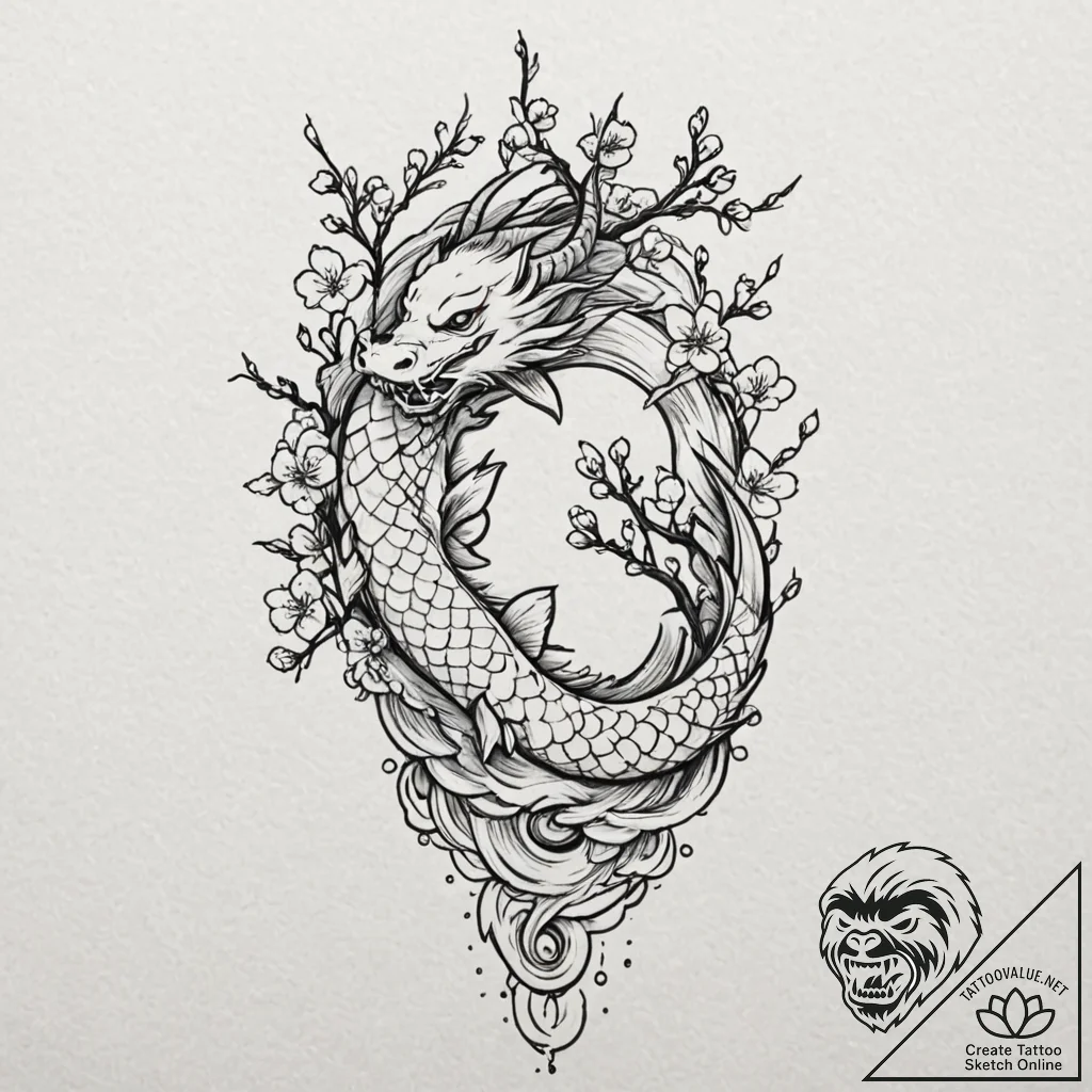 Tattoo sketch a branch of cherry blossoms, sy... - tattoo sketch (№1752968121_0, 19.07.2025 23:35) — tattoovalue.net