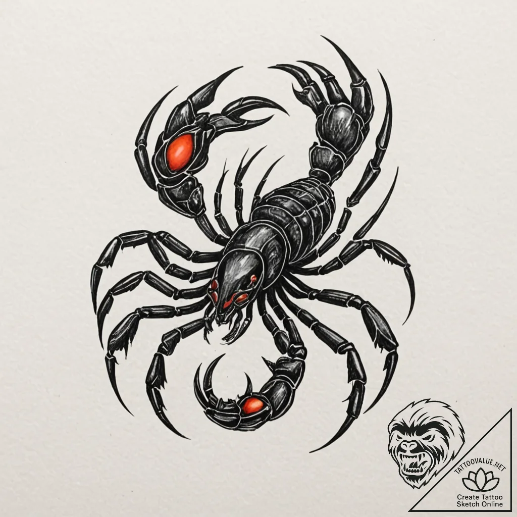 Tattoo design a scorpio scorpion made of obsi... - tattoo sketch (№1752968545_0, 19.07.2025 23:42) — tattoovalue.net