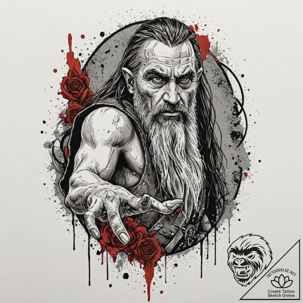A neo-traditional portrait of a fierce uruk-h... - tattoo sketch (№1752969051_0, 19.07.2025 23:50) — tattoovalue.net