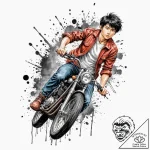 Trash polka tattoo of kaneda on his bike from… – tattoo sketch (№1752969135_0, 19.07.2025 23:52) — tattoovalue.net