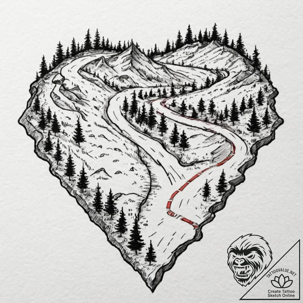 A minimalist tattoo of the path of the fellow... - tattoo sketch (№1752969219_0, 19.07.2025 23:53) — tattoovalue.net