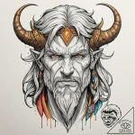 Tattoo design: a portrait of svarog, his face… – tattoo sketch (№1752969304_0, 19.07.2025 23:55) — tattoovalue.net