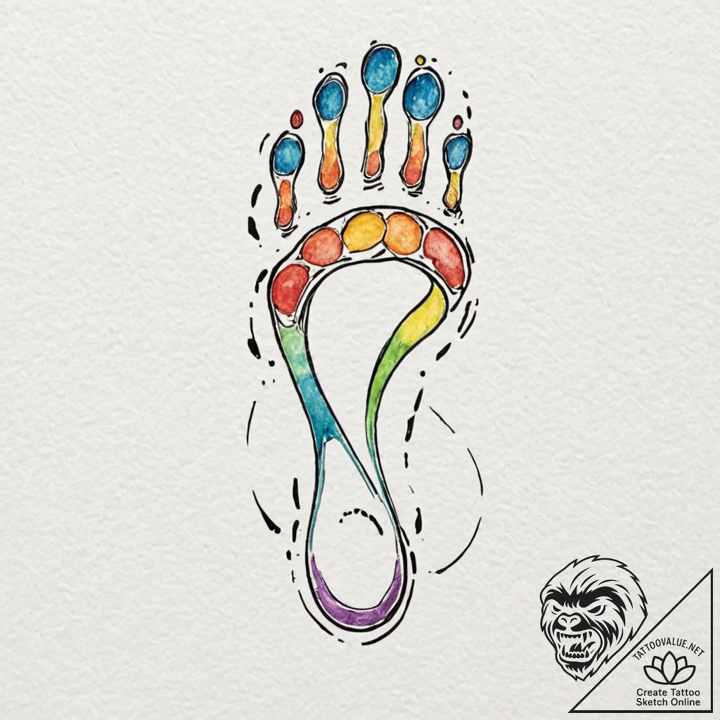 Tattoo design a stylized runner's footprint o... - tattoo sketch (№1752969978_0, 20.07.2025 00:06) — tattoovalue.net