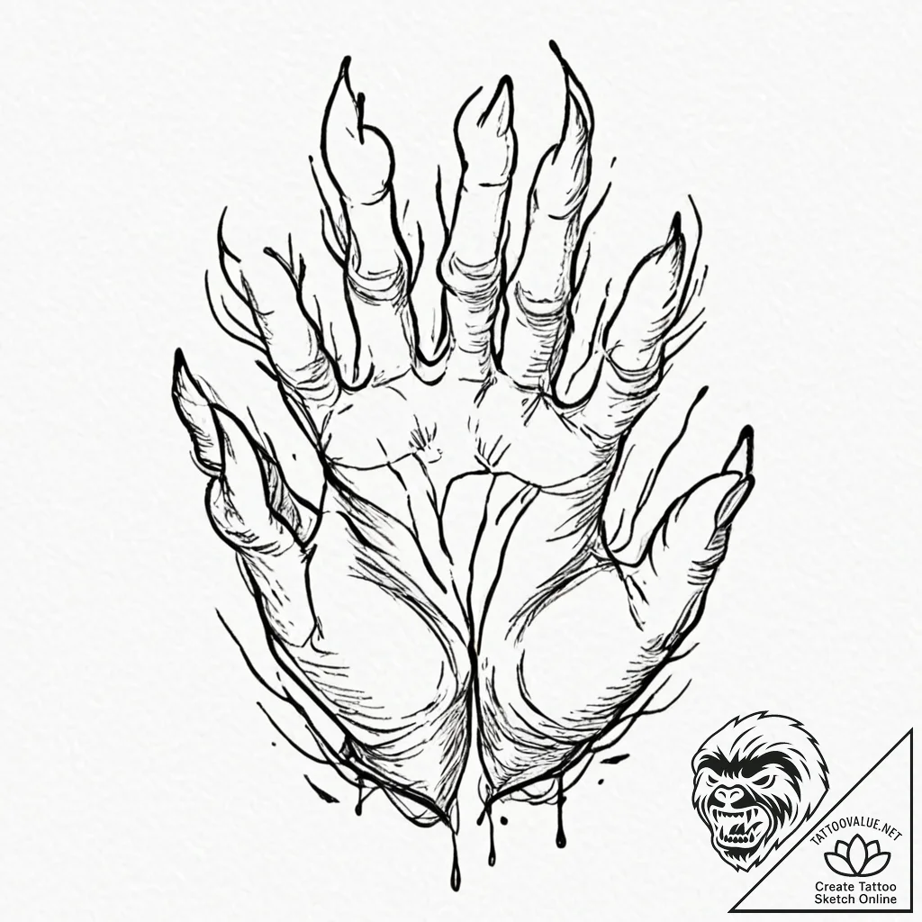 Tattoo sketch a powerful, generic creature's... - tattoo sketch (№1752970147_0, 20.07.2025 00:09) — tattoovalue.net