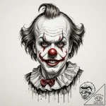A trash polka portrait of art the clown from… – tattoo sketch (№1752970736_0, 20.07.2025 00:18) — tattoovalue.net