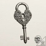 Tattoo design a highly detailed tiny key with… – tattoo sketch (№1752970991_0, 20.07.2025 00:23) — tattoovalue.net