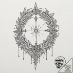 Tattoo design a stylized elven bow with a glo… – tattoo sketch (№1752971160_0, 20.07.2025 00:26) — tattoovalue.net
