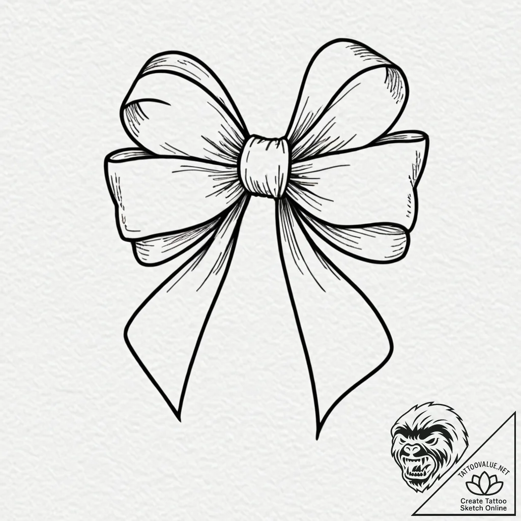 Tattoo sketch a simple, elegant bow or ribbon... - tattoo sketch (№1752971245_0, 20.07.2025 00:27) — tattoovalue.net