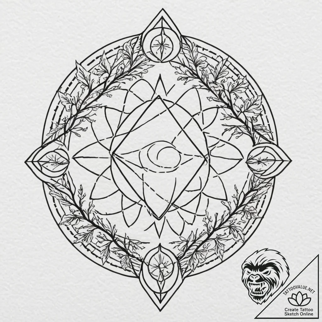 64. tattoo design: a "chernobog" rune intertw... - tattoo sketch (№1752971581_0, 20.07.2025 00:33) — tattoovalue.net
