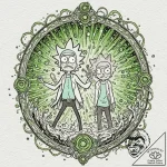 A graphic novel style tattoo of rick and mort… – tattoo sketch (№1752971667_0, 20.07.2025 00:34) — tattoovalue.net