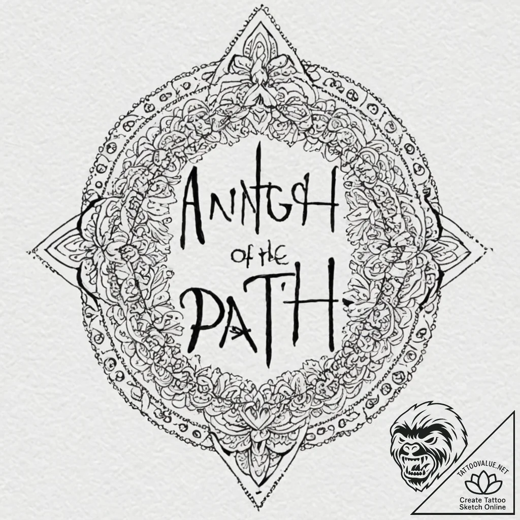 A chicano lettering tattoo "the path of the r... - tattoo sketch (№1752971835_0, 20.07.2025 00:37) — tattoovalue.net