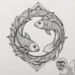 Tattoo design pisces fish in an abstract, ove… – tattoo sketch (№1752971920_0, 20.07.2025 00:38) — tattoovalue.net