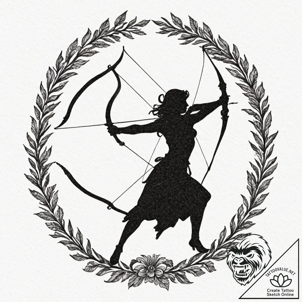 Tattoo sketch a sagittarius archer in action,... - tattoo sketch (№1752972004_0, 20.07.2025 00:40) — tattoovalue.net