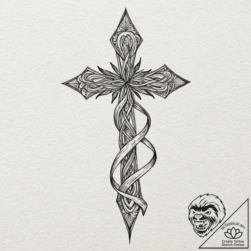 Tattoo design a subtle tribute ribbon in blac... - tattoo sketch (№1752972424_0, 20.07.2025 00:47) — tattoovalue.net