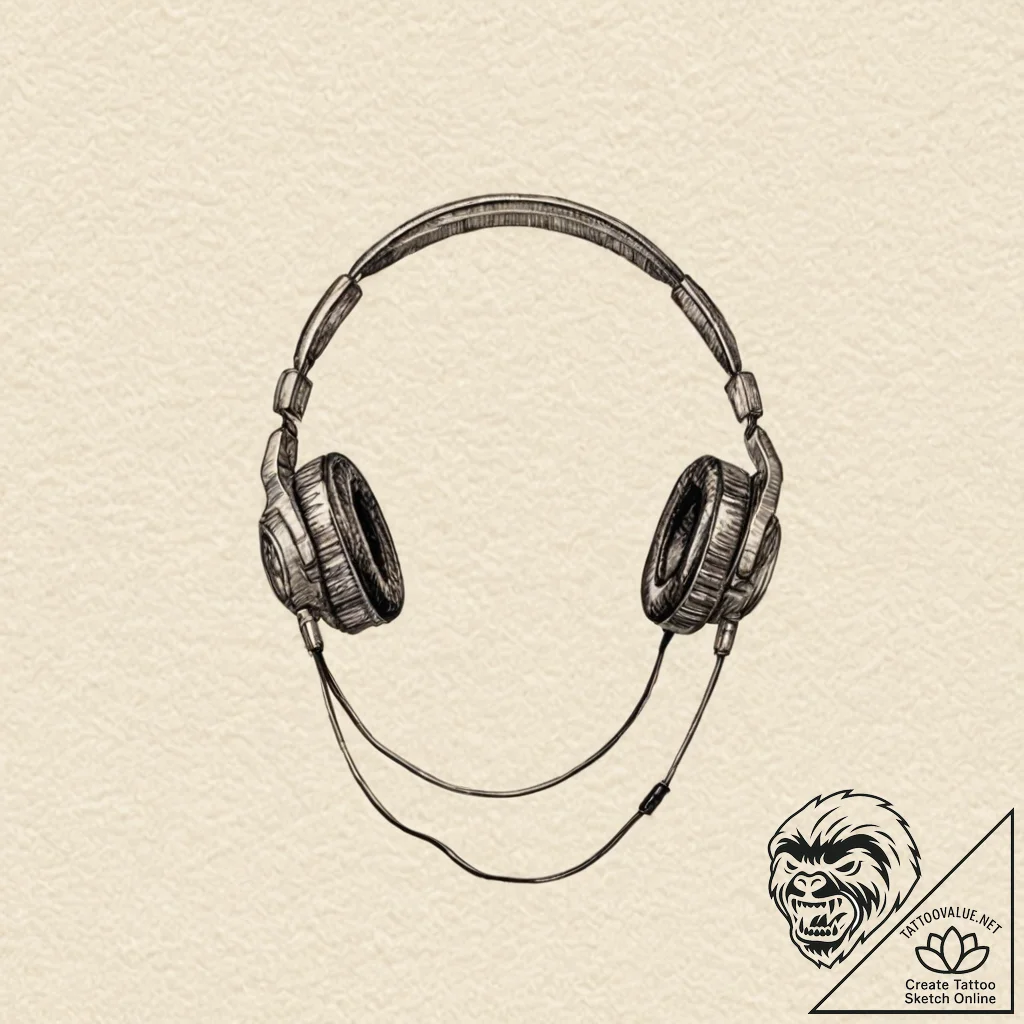 Music player, artistic tattoo sketch, minimal... - tattoo sketch (№1752973523_0, 20.07.2025 01:05) — tattoovalue.net