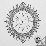 Tattoo sketch a stylized sun or moon with the… – tattoo sketch (№1752973606_0, 20.07.2025 01:06) — tattoovalue.net