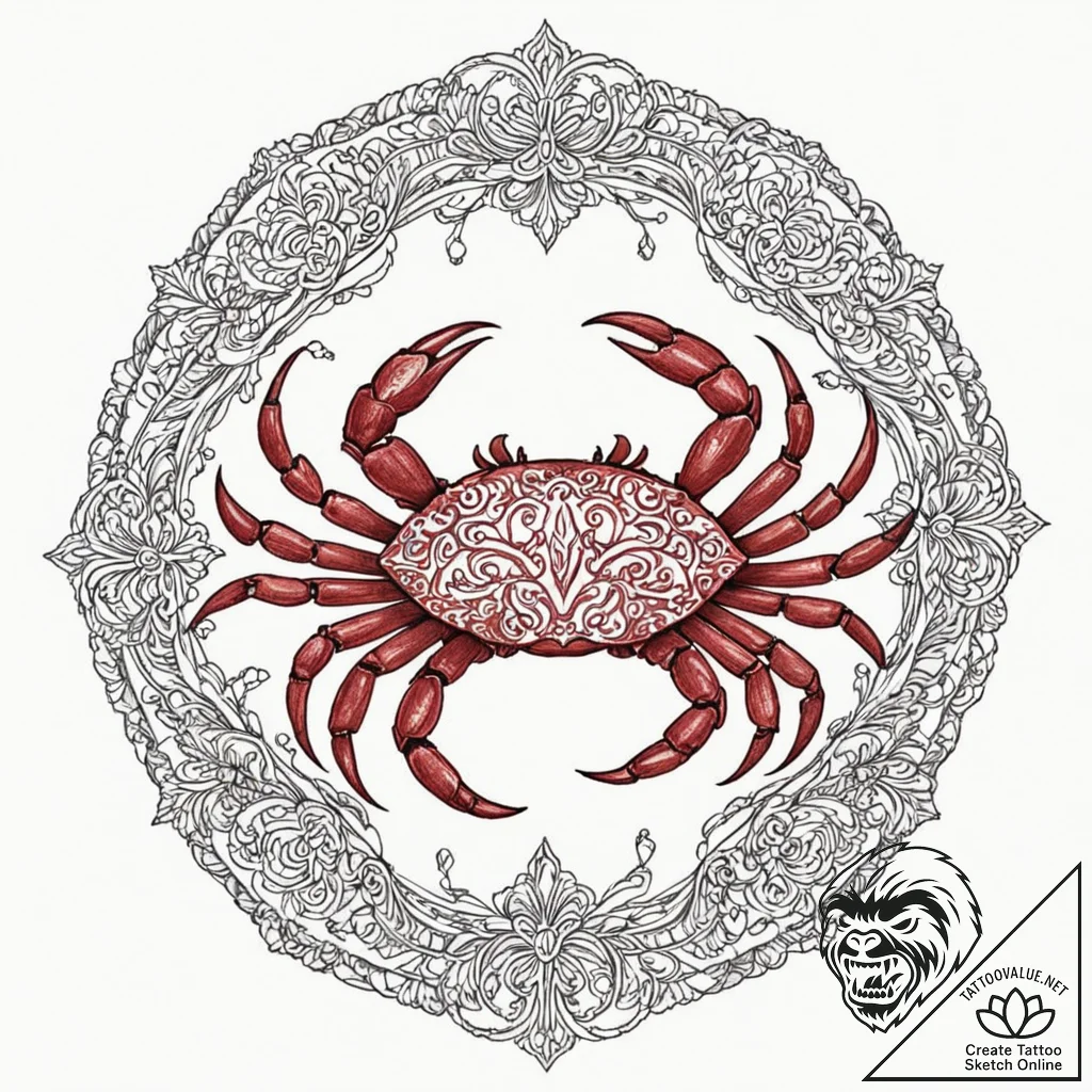 Tattoo design a cancer crab made of abstract,... - tattoo sketch (№1752973861_0, 20.07.2025 01:11) — tattoovalue.net