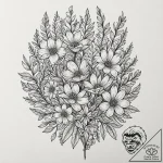 Tattoo design a cluster of wildflowers, each… – tattoo sketch (№1752974372_0, 20.07.2025 01:19) — tattoovalue.net