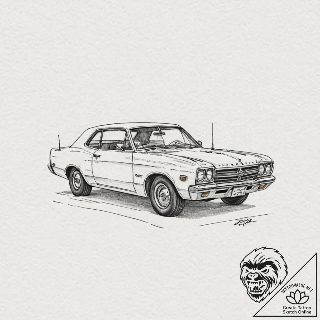 A sketch of the "chickie run" car scene,, con... - tattoo sketch (№1752974453_0, 20.07.2025 01:20) — tattoovalue.net