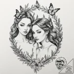 Tattoo sketch gemini twins surrounded by flow… – tattoo sketch (№1752974536_0, 20.07.2025 01:22) — tattoovalue.net