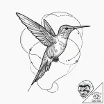 Hummingbird, tattoo line art, muted color pal… – tattoo sketch (№1752974873_0, 20.07.2025 01:27) — tattoovalue.net