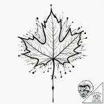 Maple leaf, ink illustration for tattoo, tras… – tattoo sketch (№1752975211_0, 20.07.2025 01:33) — tattoovalue.net