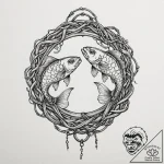Tattoo design pisces fish, intertwined with c… – tattoo sketch (№1752975381_0, 20.07.2025 01:36) — tattoovalue.net