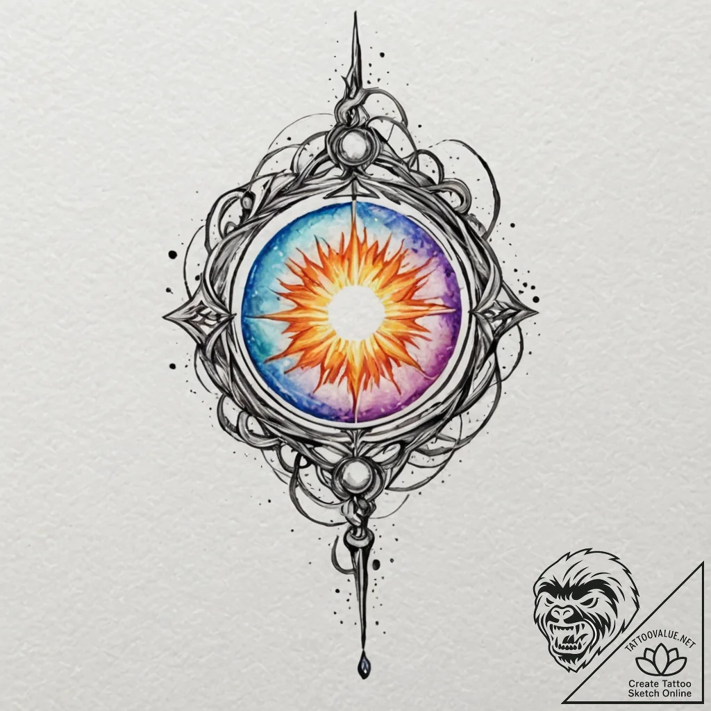 Tattoo sketch a magical staff with an element... - tattoo sketch (№1752975635_0, 20.07.2025 01:40) — tattoovalue.net