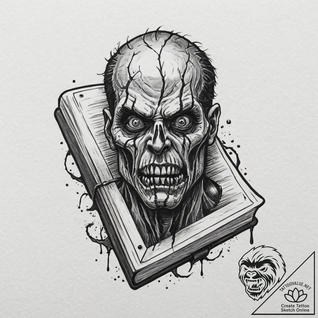 A sketch of the necronomicon (book of the dea... - tattoo sketch (№1752976140_0, 20.07.2025 01:49) — tattoovalue.net