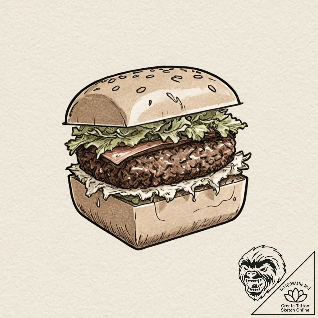 A neo-traditional tattoo of a kahuna burger b... - tattoo sketch (№1752976499_0, 20.07.2025 01:54) — tattoovalue.net