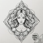 Tattoo design a virgo maiden’s silhouette bre… – tattoo sketch (№1752977184_0, 20.07.2025 02:06) — tattoovalue.net