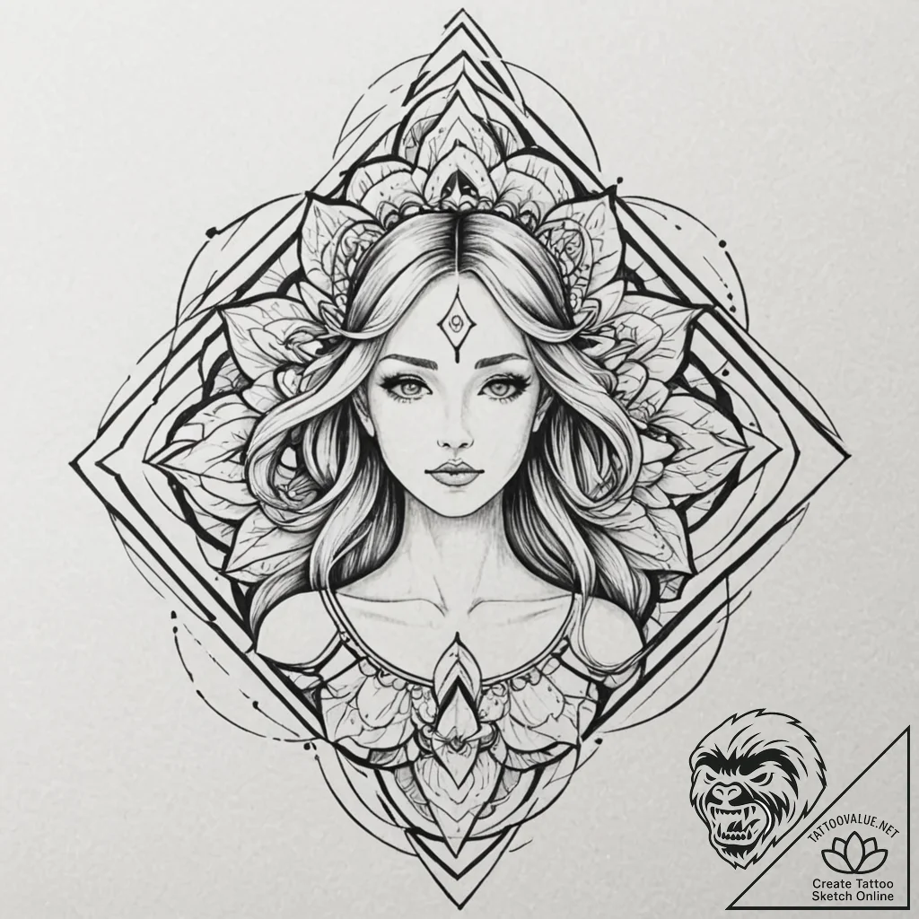 Tattoo design a virgo maiden's silhouette bre... - tattoo sketch (№1752977184_0, 20.07.2025 02:06) — tattoovalue.net